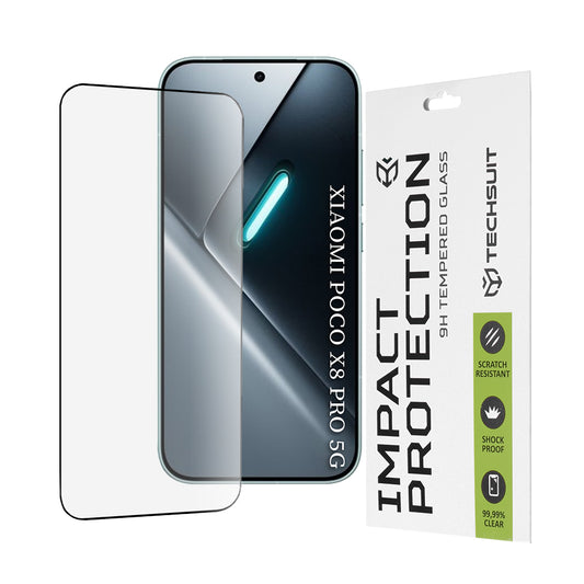 Film de protection d'écran Techsuit pour Xiaomi Poco X8 Pro, Verre Trempé, Full Glue, 111D, Noir