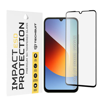 Film de protection d'écran Techsuit pour Xiaomi Redmi A7 Pro 4G, Verre trempé, Full Glue, Noir