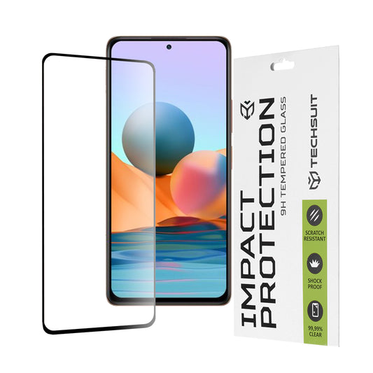 Film de protection d'écran Techsuit pour Xiaomi Redmi Note 10 Pro Max / Note 10 Pro, Verre trempé, Full Glue, 111D, Noir