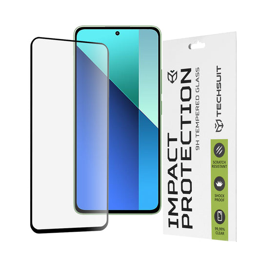 Film de protection d'écran Techsuit pour Xiaomi Redmi Note 13 4G, Verre trempé, Full Glue, 111D, Noir