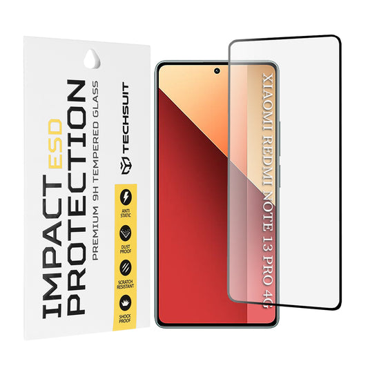 Film de protection d'écran Techsuit pour Xiaomi Redmi Note 13 Pro 4G / Poco M6 Pro 4G, Verre trempé, Full Glue, Noir