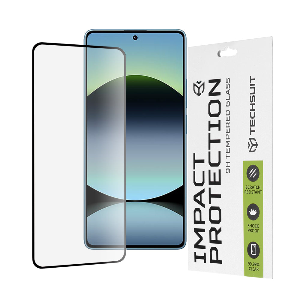 Film de protection d'écran Techsuit pour Xiaomi Redmi Note 14S, Verre Trempé, Full Glue, 111D, Noir
