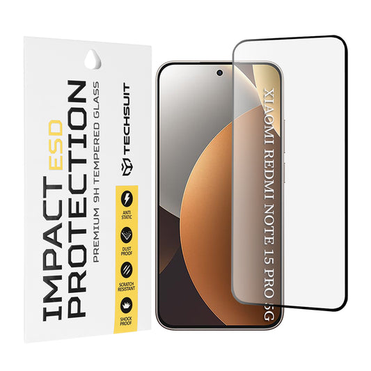 Film de protection d'écran Techsuit pour Xiaomi Redmi Note 15 Pro 5G, Verre Trempé, Full Glue, Noir