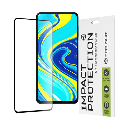Film de protection d'écran Techsuit pour Xiaomi Redmi Note 9S / Note 9 Pro / Note 9 Pro Max, Verre trempé, Full Glue, 111D, Noir