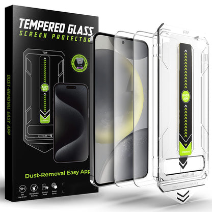 Film de protection d'écran Techsuit TitanGlass CrystalHD pour Samsung Galaxy S25 S931 / S24 S921, Verre Trempé, Collage Complet, Lot de 2 pièces