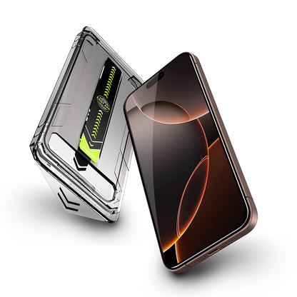 Film de protection d'écran Techsuit TitanGlass pour Apple iPhone 15 Pro Max, Verre trempé, Collage intégral, Lot de 2 pièces, Noir