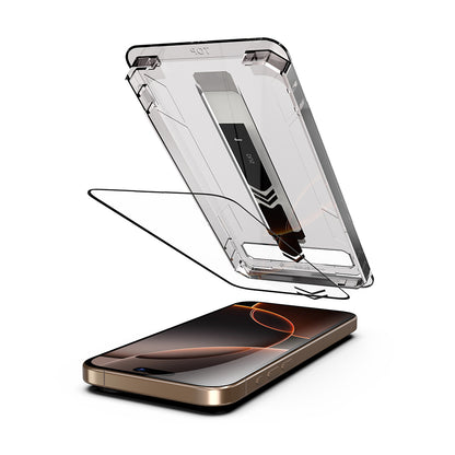 Film de protection d'écran Techsuit TitanGlass pour Apple iPhone 15 Pro Max, Verre trempé, Collage intégral, Lot de 2 pièces, Noir