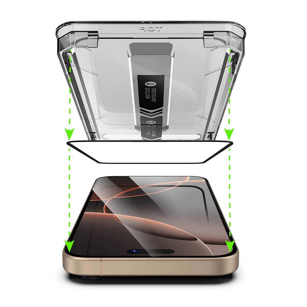 Film de protection d'écran Techsuit TitanGlass pour Apple iPhone 15 Pro Max, Verre trempé, Collage intégral, Lot de 2 pièces, Noir
