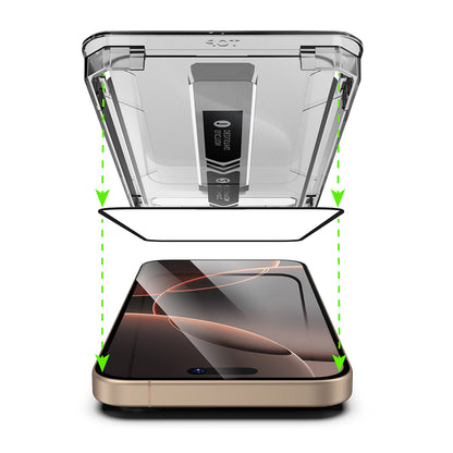 Film de protection d'écran Techsuit TitanGlass pour Apple iPhone 15 Pro Max, Verre trempé, Collage intégral, Lot de 2 pièces, Noir