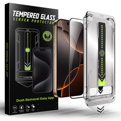Film de protection d'écran Techsuit TitanGlass pour Apple iPhone 17e / 16e / 14 / 13 Pro, Verre trempé, Collage intégral, Noir