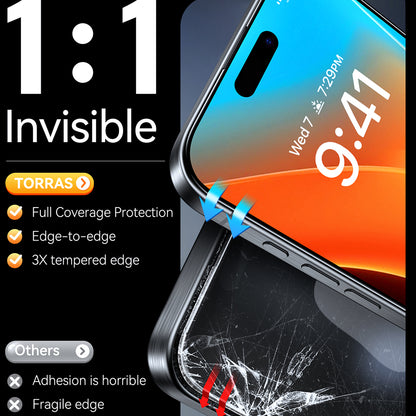 Film de protection d'écran Torras GlassGo Install Master pour Apple iPhone 16, Verre Trempé, Full Glue, Noir