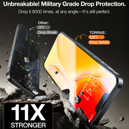 Film de protection d'écran Torras GlassGo Install Master pour Apple iPhone 17e / 16e / 14 / 13 Pro, Verre trempé, Collage intégral, Lot de 2 pièces