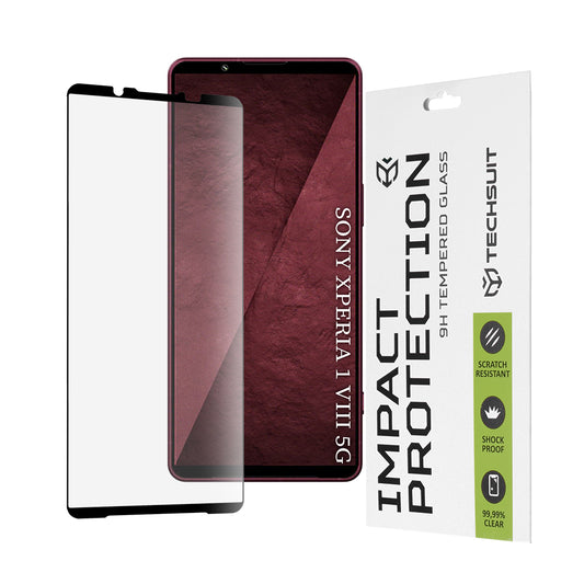 Film de protection d'écran Techsuit pour Sony Xperia 1 VIII, Verre trempé, 111D, Noir