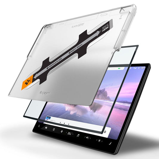Film de protection Spigen GlastR EZ FIT pour Navigation Tesla X / S (2022 - 2021), Verre Trempé, Noir AGL04688