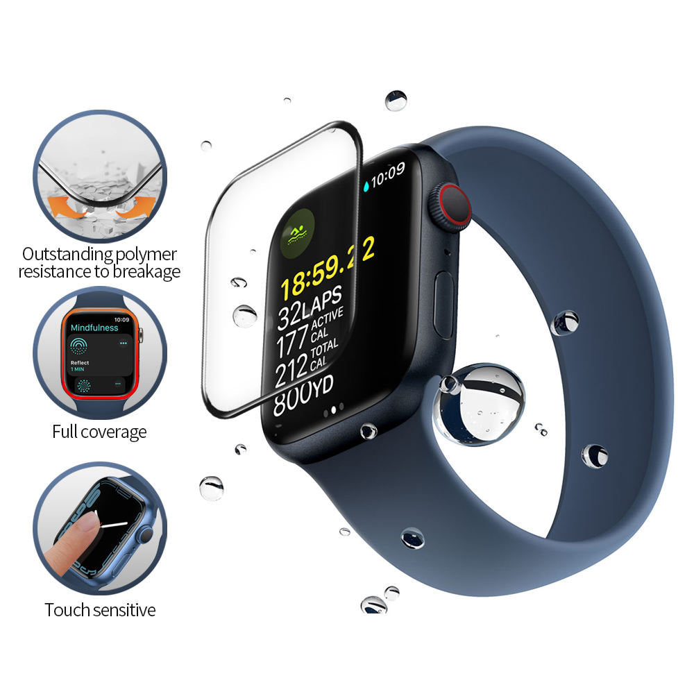 Film de protection Blueo High Molecule pour Apple Watch 40mm Series, Verre trempé, Noir