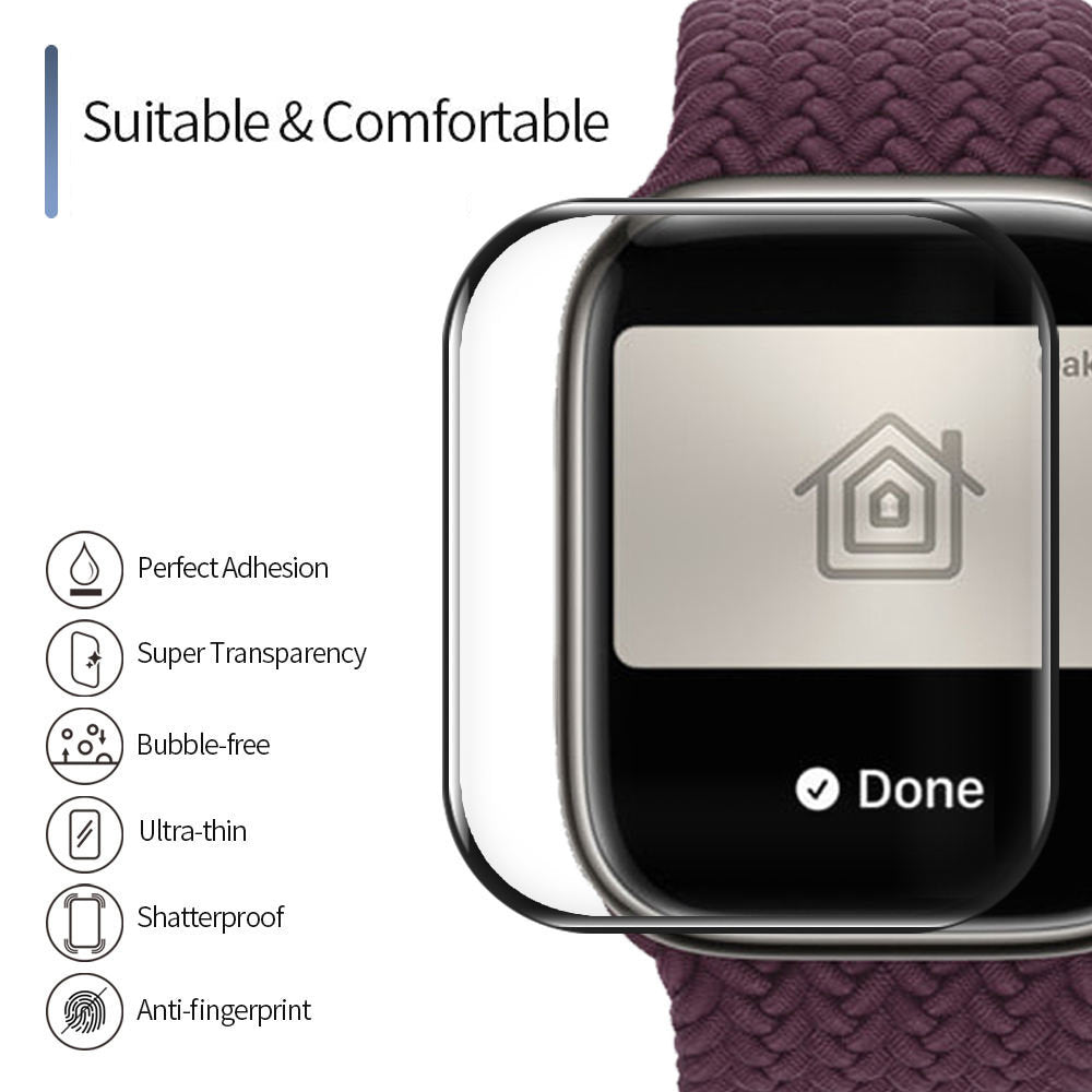 Film de protection Blueo High Molecule pour Apple Watch 44mm Series, Verre trempé, Noir