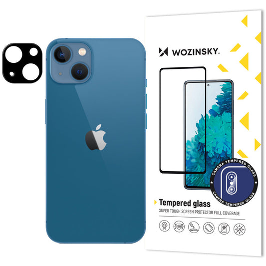 WZK Film de protection de l'appareil photo arrière pour Apple iPhone 14 Plus / 14, verre trempé, noir