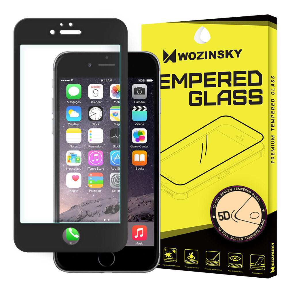 Film de protection d'écran WZK pour Apple iPhone SE (2022) / SE (2020) / 8, Verre trempé, Full Glue, 5D, Noir