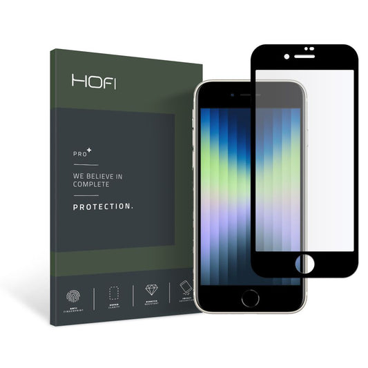 Protection d'écran HOFI PRO+ pour Apple iPhone SE (2022) / SE (2020) / 8, Verre trempé, Full Glue, Noir