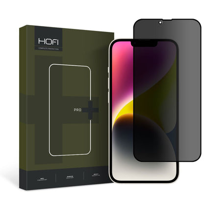 Film de protection d'écran Privacy HOFI PRO+ pour Apple iPhone 17e / 16e / 14 / 13 Pro, Verre trempé, Collage intégral