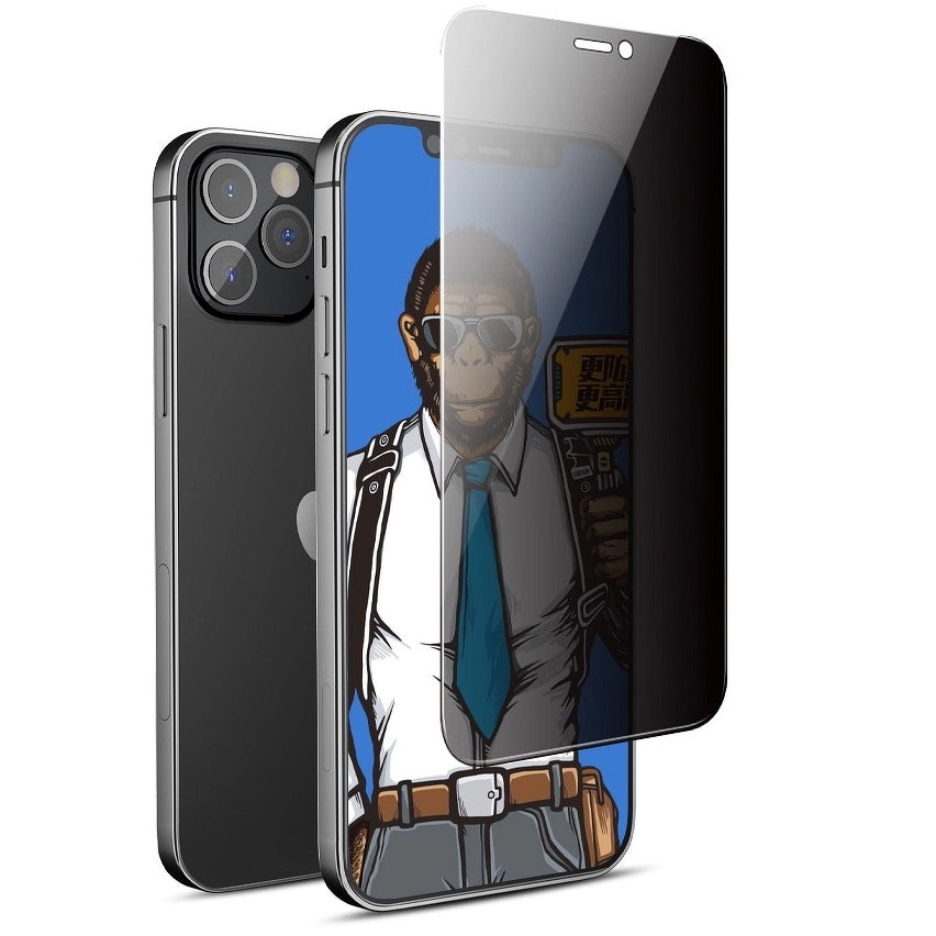 Film de protection écran Privacy Blueo pour Apple iPhone 17e / 16e / 14 / 13 Pro, Verre Trempé, Full Glue, 5D