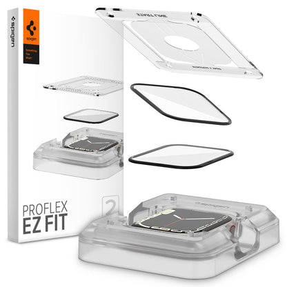 Film de protection Spigen Proflex EZ FIT pour Apple Watch 9 / 8 / 7 45mm 45mm Series, Set 2 pieces, Flexible Glass