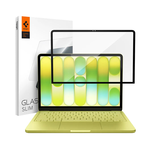 Film de protection d'écran Spigen GlastR Slim pour Apple MacBook Neo 13 pouces, Verre trempé, Noir AGL11669