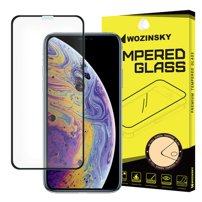 Film de protection d'écran WZK pour Apple iPhone 11 Pro / XS / X, Verre trempé, Collage complet, Noir