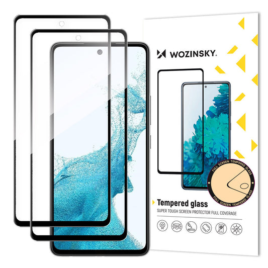 WZK Film de protection d'écran pour Samsung Galaxy A53 5G A536, verre blindé, collage complet, 2 pièces, noir