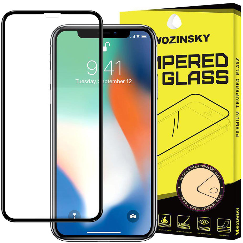 Film de protection d'écran WZK pour Apple iPhone 11 / XR, Verre trempé, Collage intégral, Noir