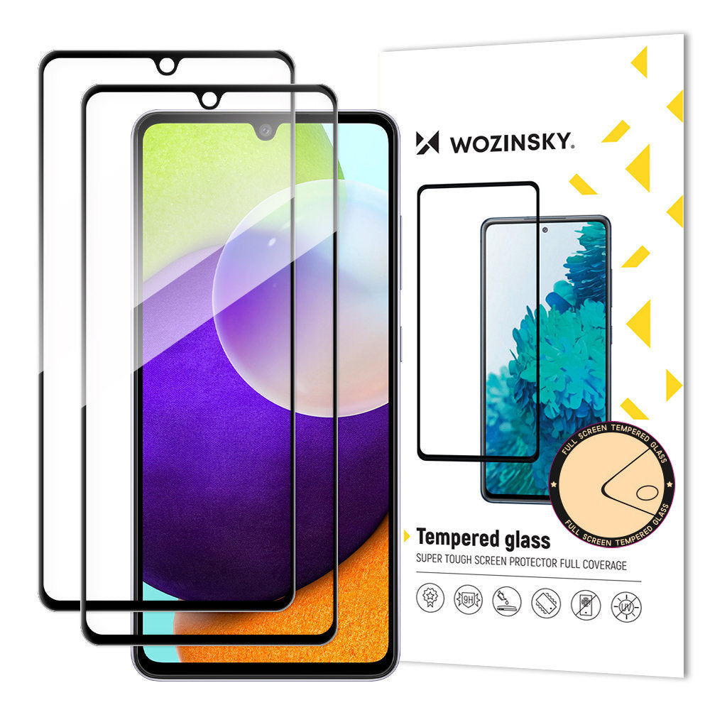 WZK Film de protection d'écran pour Samsung Galaxy A33 5G A336, verre blindé, collage intégral, lot de 2 pièces, compatible avec les boîtiers, noir