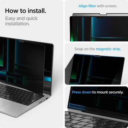 Film de Protection Écran Privacy Spigen Safe View Magnetic pour Apple MacBook Pro 14 pouces (2022) / (2024) / (2023) / (2021), Plastique AFL06158