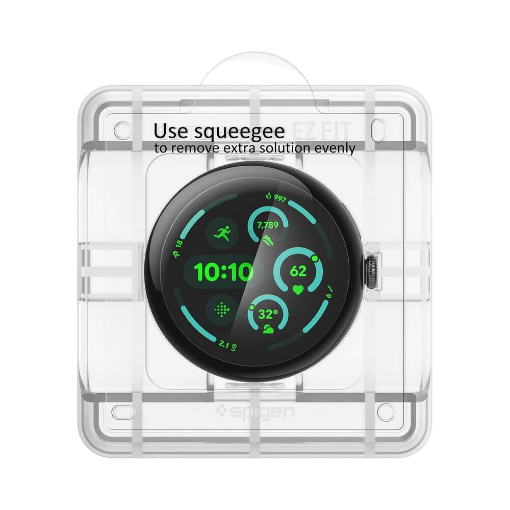 Film de protection Spigen Elite Shield EZ FIT pour Google Pixel Watch 45mm Series, lot de 2 pièces, verre trempé, transparent AFL08525
