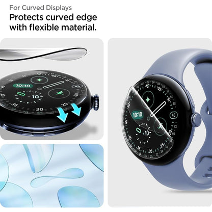 Film de protection Spigen Elite Shield EZ FIT pour Google Pixel Watch 45mm Series, lot de 2 pièces, verre trempé, transparent AFL08525
