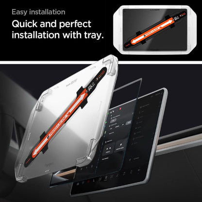 Film de protection Spigen GlastR EZ FIT Anti-Glare FC pour écran de navigation Tesla Y (2026 / 2025) / 3 (2026 / 2025 / 2024), verre trempé AGL07152
