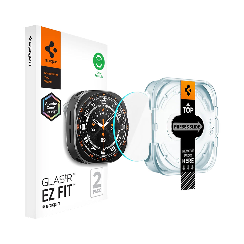 Film de protection Spigen GlastR EZ FIT pour Samsung Galaxy Watch Ultra2, Verre trempé, Lot de 2 pièces AGL11758