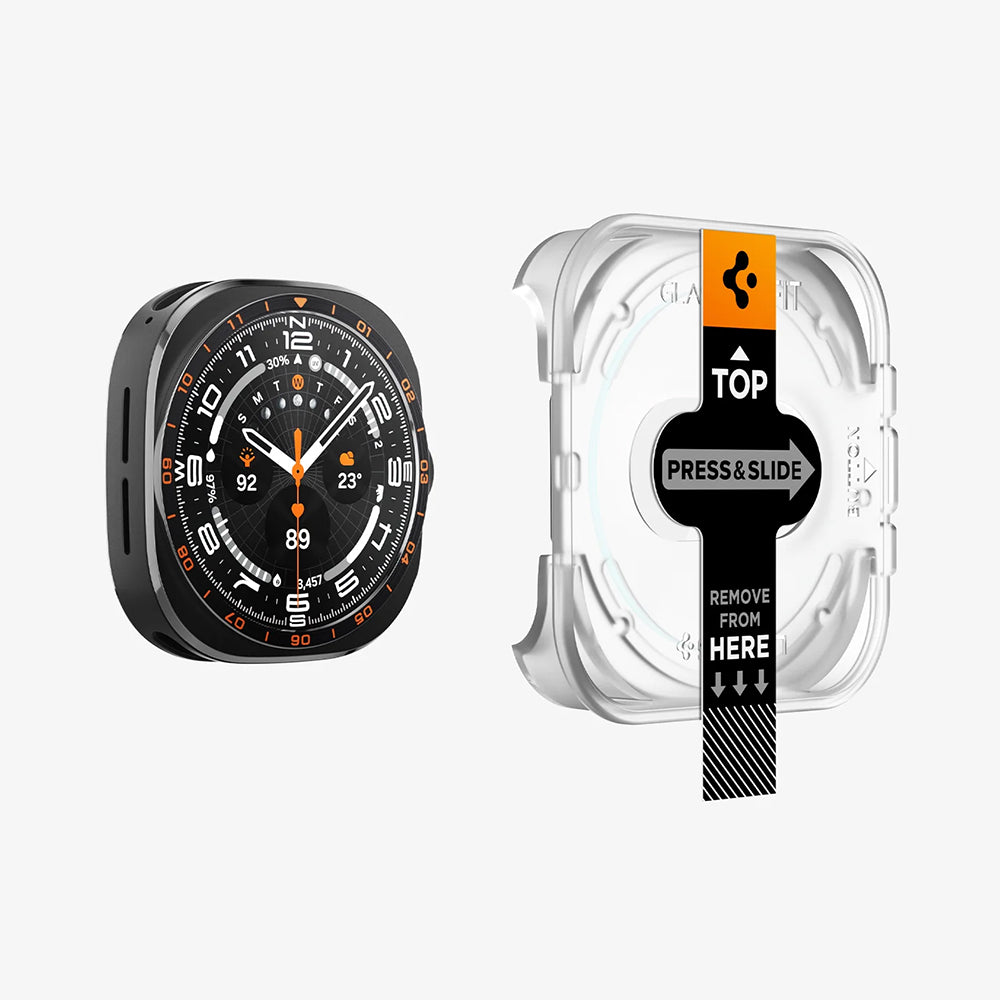 Film de protection Spigen GlastR EZ FIT pour Samsung Galaxy Watch Ultra2, Verre trempé, Lot de 2 pièces AGL11758