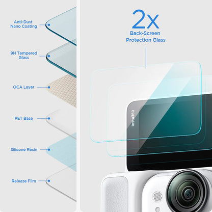 Spigen GlastR Slim Screen Protector for Insta360 Go Ultra, Tempered Glass, Set of 2 Pieces AGL11171