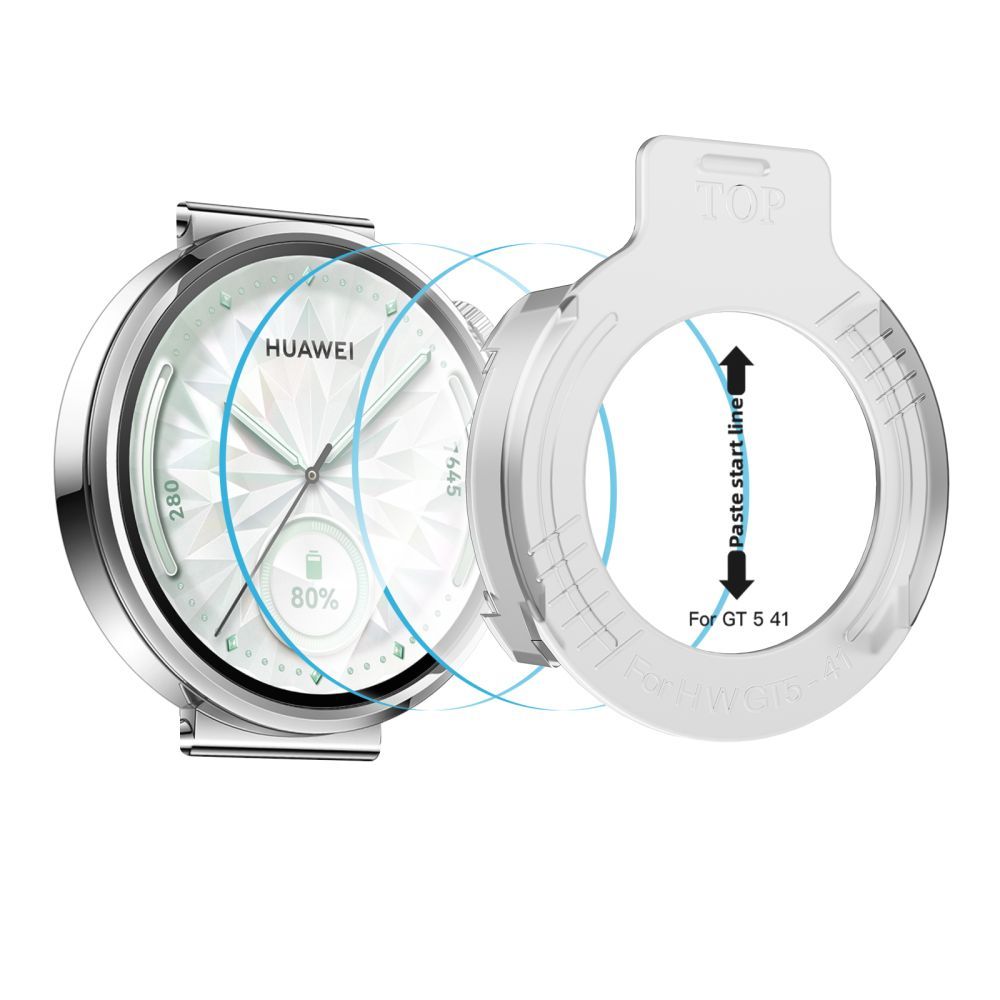 Film de protection Tech-Protect Easy Set+ pour Huawei Watch GT 5 41mm, Lot de 2 pièces, Verre trempé