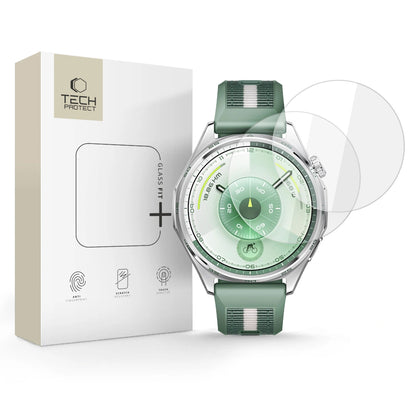Film de protection Tech-Protect Fit+ pour Huawei Watch GT 6 46mm, Lot de 2 pièces, Verre trempé