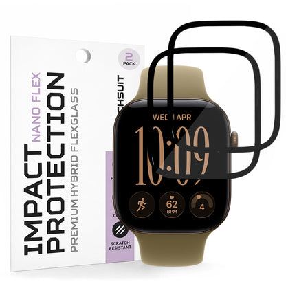 Film de protection Techsuit Nano Flex pour Apple Watch Series 12 42 mm, plastique, lot de 2, noir