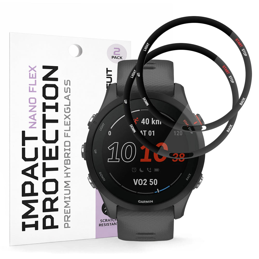 Film de protection Techsuit Nano Flex pour Garmin Forerunner 255 Music / 255, Set de 2 pièces, Plastique, Noir