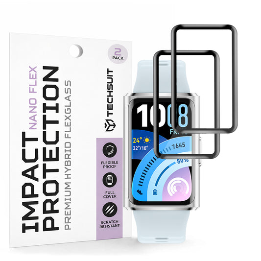 Film de protection Techsuit Nano Flex pour Huawei Band 11 Pro, Set de 2 pièces, Plastique, Noir