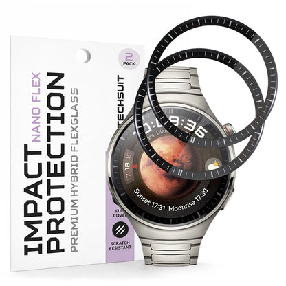 Film de protection Techsuit Nano Flex pour Huawei Watch 4 Pro, Set de 2 pièces, Plastique, Noir