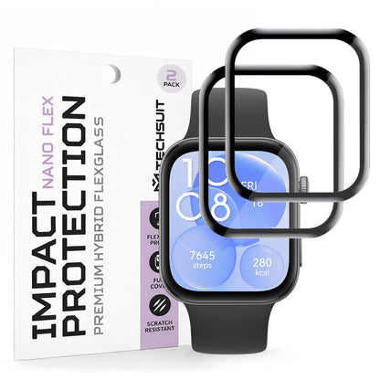Film de protection Techsuit Nano Flex pour Huawei Watch Fit 3, Set de 2 pièces, Plastique, Noir