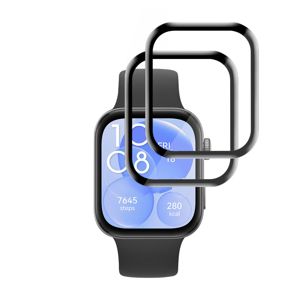Film de protection Techsuit Nano Flex pour Huawei Watch Fit 3, Set de 2 pièces, Plastique, Noir