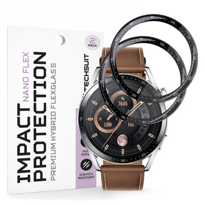 Film de protection Techsuit Nano Flex pour Huawei Watch GT 3 46mm, Set de 2 pièces, Plastique, Noir