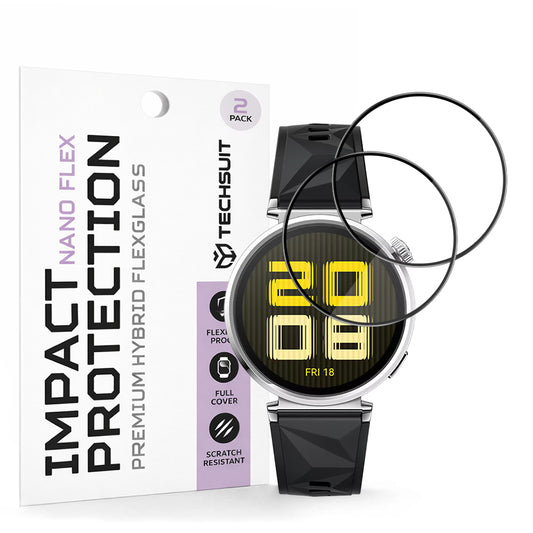 Film de protection Techsuit Nano Flex pour Huawei Watch GT 5 41mm, Set de 2 pièces, Plastique, Noir