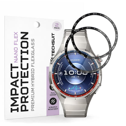 Film de protection Techsuit Nano Flex pour Huawei Watch GT 6 Pro, Set de 2 pièces, Plastique, Noir