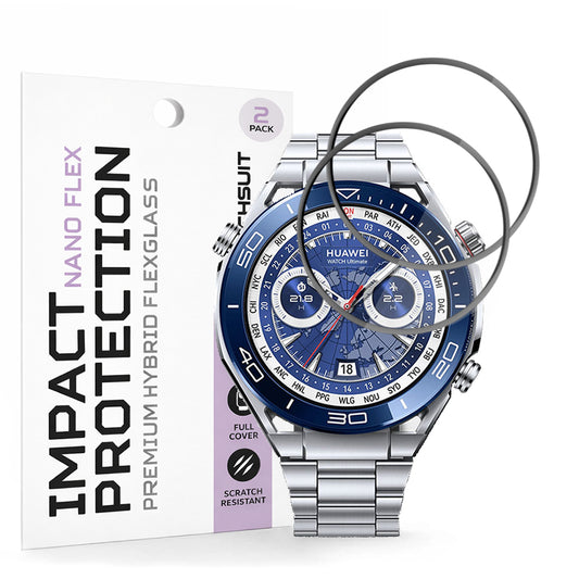 Film de protection Techsuit Nano Flex pour Huawei Watch Ultimate 2 / Ultimate, Set de 2 pièces, Plastique, Noir